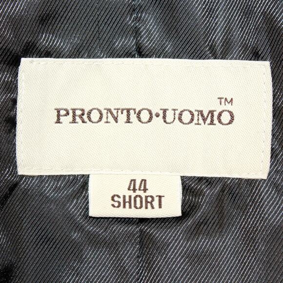 Pronto Uomo Men's Black Wool Blend Coat Jacket Minimalist Size 44 Short Medium - Picture 6 of 6